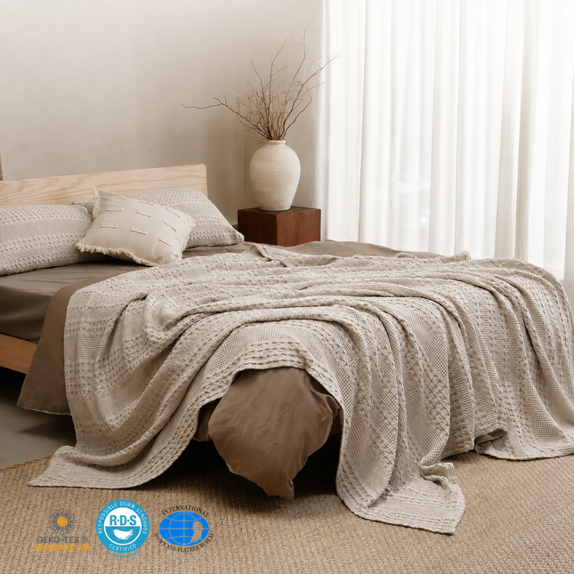 Cotton Waffle Weave Blanket | Lightweight Cooling Blanket for Summer Comfort