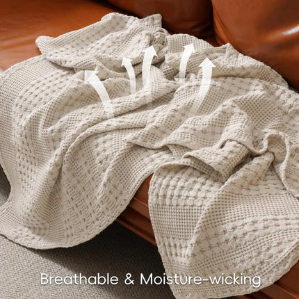 Cotton Waffle Weave Blanket | Lightweight Cooling Blanket for Summer Comfort 2