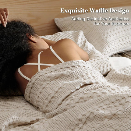 Cotton Waffle Weave Blanket | Lightweight Cooling Blanket for Summer Comfort 3