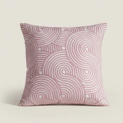 Embroidered Throw Pillow Covers, Decorative Pillow Cover with Geometric Spiral, Cotton Canvas Sofa Cushion Cover