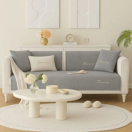 Non Slip Couch Cover, Flannel Sofa Cover for Living Room