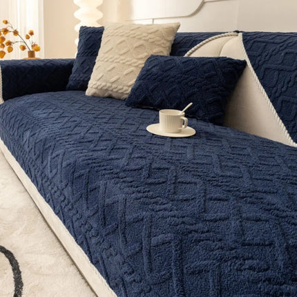 Plush Couch Cover, Geometric Anti Slip Sofa Cover – image 4