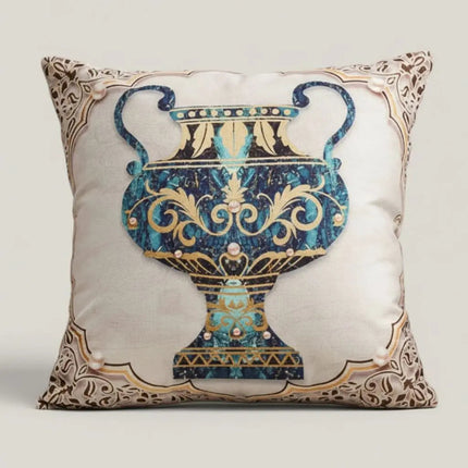 Linen Throw Pillow Covers with Elephant Pattern, Decorative Pillow Cover for Couch