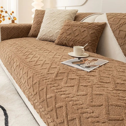 Plush Couch Cover, Thick Sofa Cushion Cover for Living Room