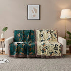 Cotton Throw Blanket for Couch, Floral Bird Couch Cover, Sofa Throw, Breathable Cotton Blanket for Bed
