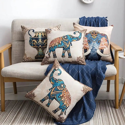 Linen Throw Pillow Covers with Elephant Pattern, Decorative Pillow Cover for Couch – image 4