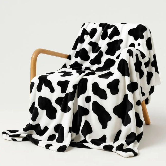 Throw Blanket Cow Print, Cozy Flannel Blanket for Couch and Bed, Animal Print Travel Blanket