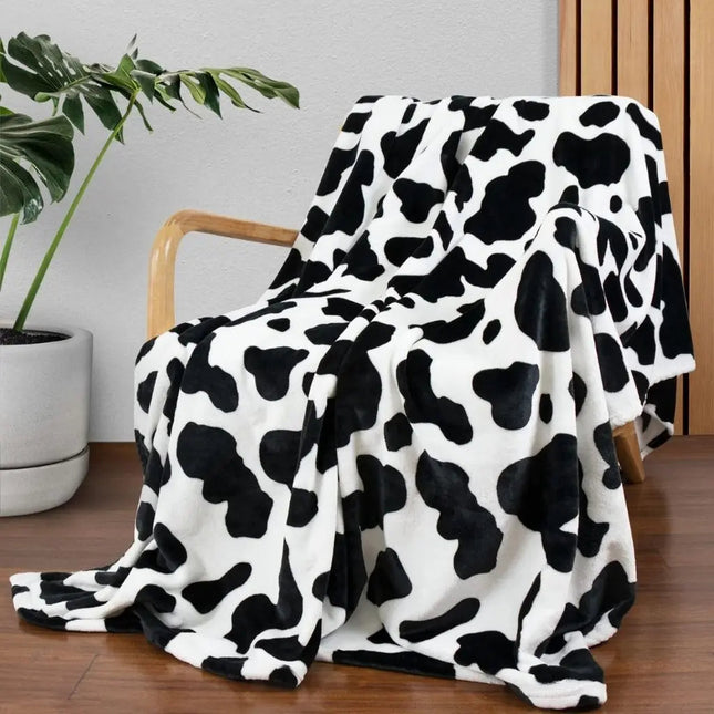 Cow Print Throw Blanket, Flannel Blanket for Couch and Bed
