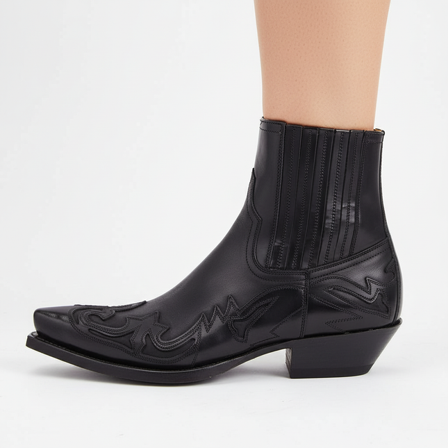Leather Cowboy Boots for Women and Men, Unisex Western Boots with Embroidery