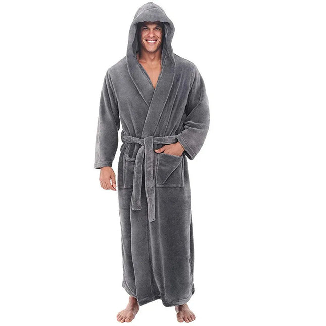 Cozy Bathrobe for Men | Thick Plush Hooded Design for Ultimate Warmth 0