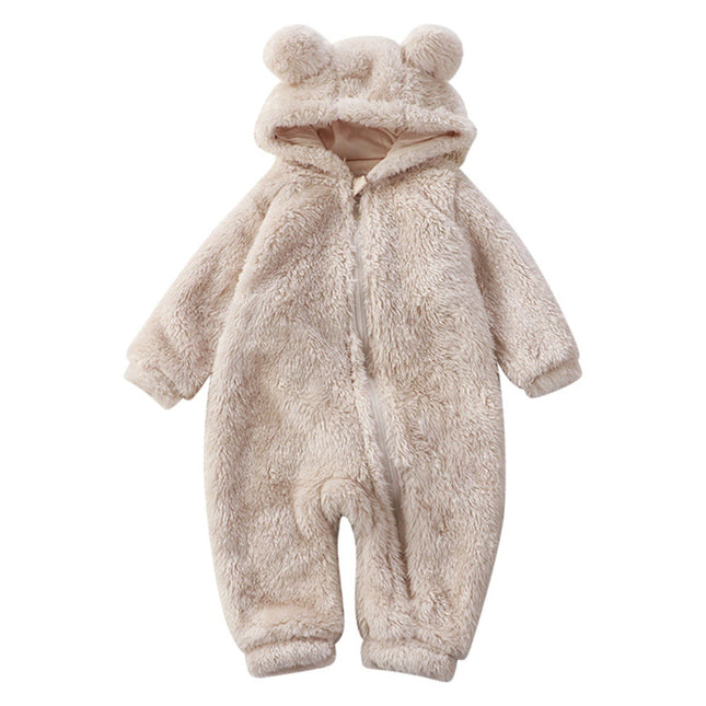 Cozy Bear | Winter Baby Onesie with Adorable Hood & Zip Closure | Soft Flannel for Warmth 0