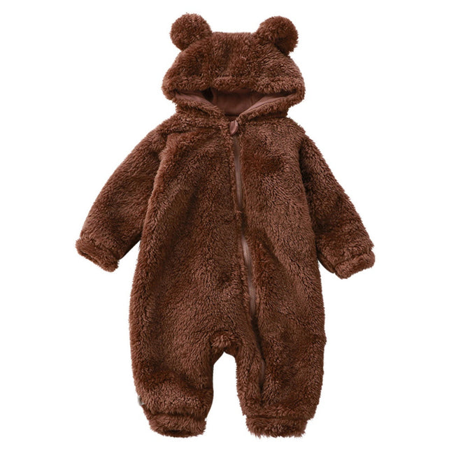 Cozy Bear | Winter Baby Onesie with Adorable Hood & Zip Closure | Soft Flannel for Warmth 1