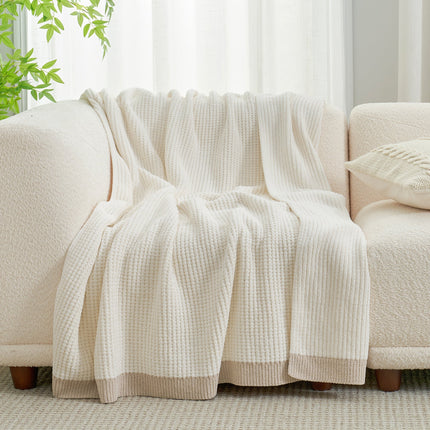 Cozy Bliss | Chenille Waffle Knit Throw Blanket with Breathable Warmth | Soft and Stylish for Home Comfort 3