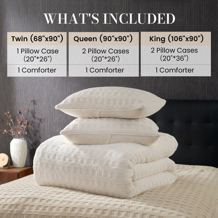 Cozy Bliss | King Comforter Set with Reversible Design & Soft Waffle Texture | Luxurious Bedding for Cold Weather 7