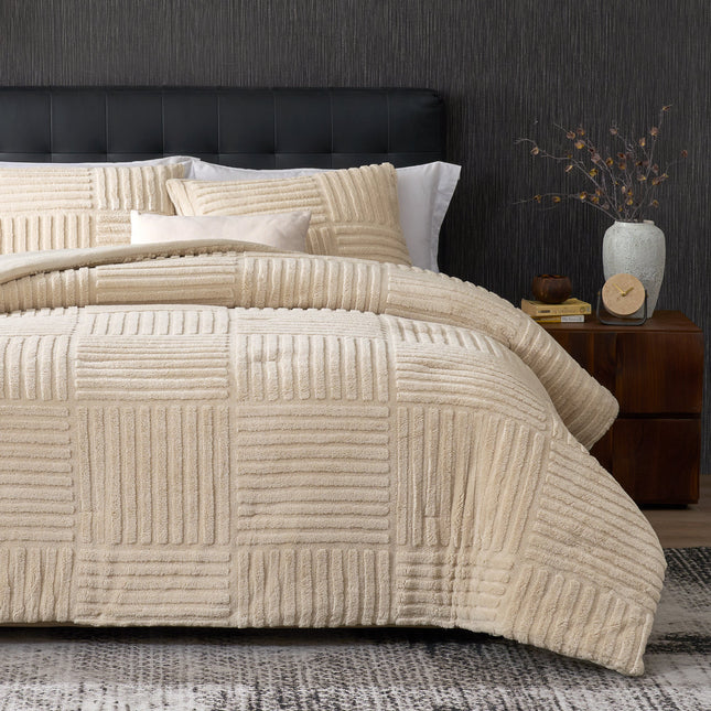 Cozy Bliss | King Size Comforter Set with Elegant Stripe Design | Soft Jacquard Fabric for Year-Round Warmth 0