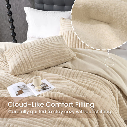 Cozy Bliss | King Size Comforter Set with Elegant Stripe Design | Soft Jacquard Fabric for Year-Round Warmth 3