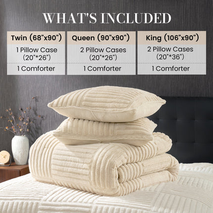 Cozy Bliss | King Size Comforter Set with Elegant Stripe Design | Soft Jacquard Fabric for Year-Round Warmth 6