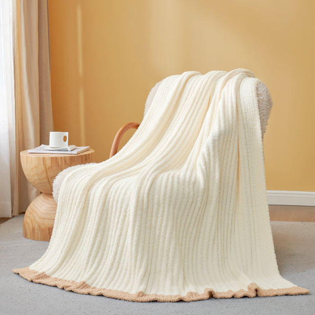 Cozy Bliss | Soft Ribbed Throw Blanket with Vertical Stripe Pattern | Lightweight Comfort for Modern Living 0