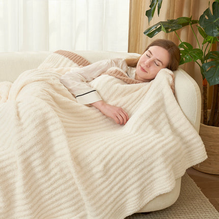 Cozy Bliss | Soft Ribbed Throw Blanket with Vertical Stripe Pattern | Lightweight Comfort for Modern Living 1