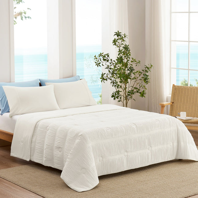 Cozy Bliss | Striped Cooling Comforter Set with Advanced Airflow | Lightweight Design for Hot Sleepers 0