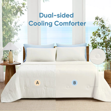 Cozy Bliss | Striped Cooling Comforter Set with Advanced Airflow | Lightweight Design for Hot Sleepers 3