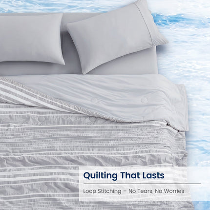 Cozy Bliss | Striped Seersucker Comforter with Advanced Airflow | Lightweight Bedding Set for Hot Sleepers 3