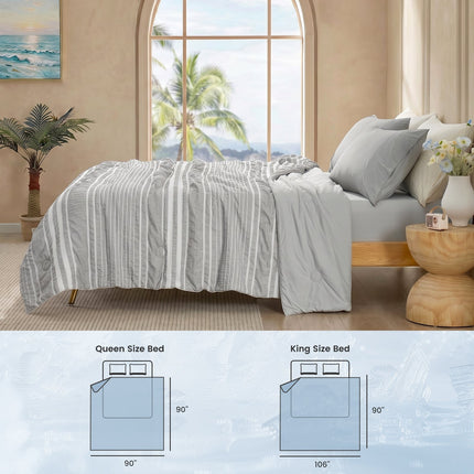 Cozy Bliss | Striped Seersucker Comforter with Advanced Airflow | Lightweight Bedding Set for Hot Sleepers 7