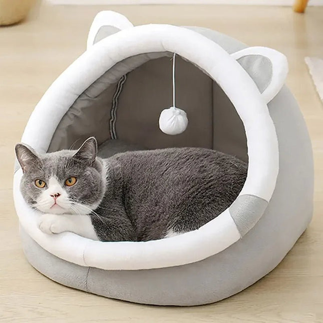 Cozy Cat Cave Bed with Removable Cushion & Play Ball | Safe Sanctuary for Cats 0