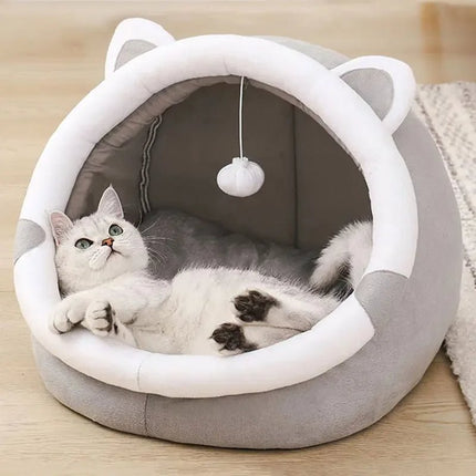 Cozy Cat Cave Bed with Removable Cushion & Play Ball | Safe Sanctuary for Cats 1