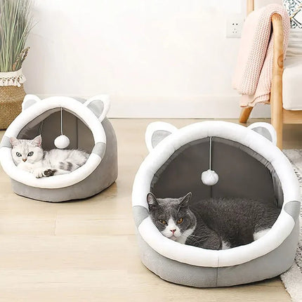 Cozy Cat Cave Bed with Removable Cushion & Play Ball | Safe Sanctuary for Cats 3