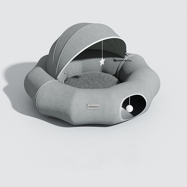 Cozy Cat Collection | Cat Tunnel Donut with Summer Ice Feature | Foldable Play Space for Active Cats 0