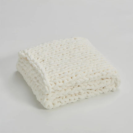 Cozy Chenille Chunky Knit Blanket Throw with Hand-Knotted Design for Ultimate Comfort 0