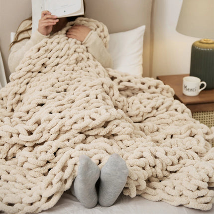 Cozy Chenille Chunky Knit Blanket Throw with Hand-Knotted Design for Ultimate Comfort 1