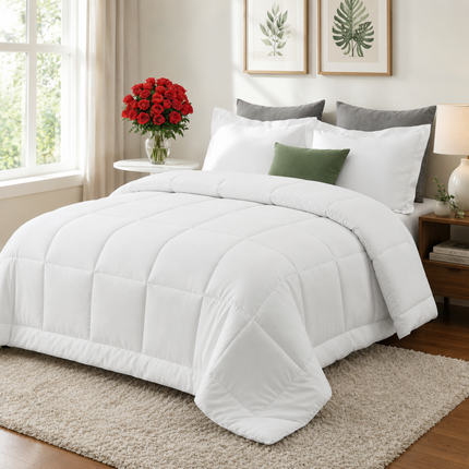 Cozy Comfort | All-Season Down Comforter with Ultra-Soft Fiberfill | Breathable Design for Year-Round Sleep 0