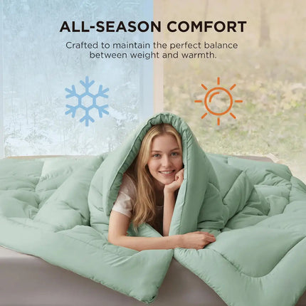 Cozy Comfort | Down Alternative Comforter with Box Stitch Design | Lightweight Bedding for Year-Round Comfort 5