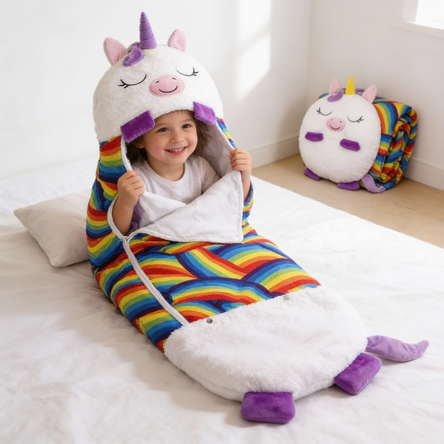Cozy Critters | Kids Sleeping Bag with Animal Design & Pillow | Fun Comfort for Sleepovers 1