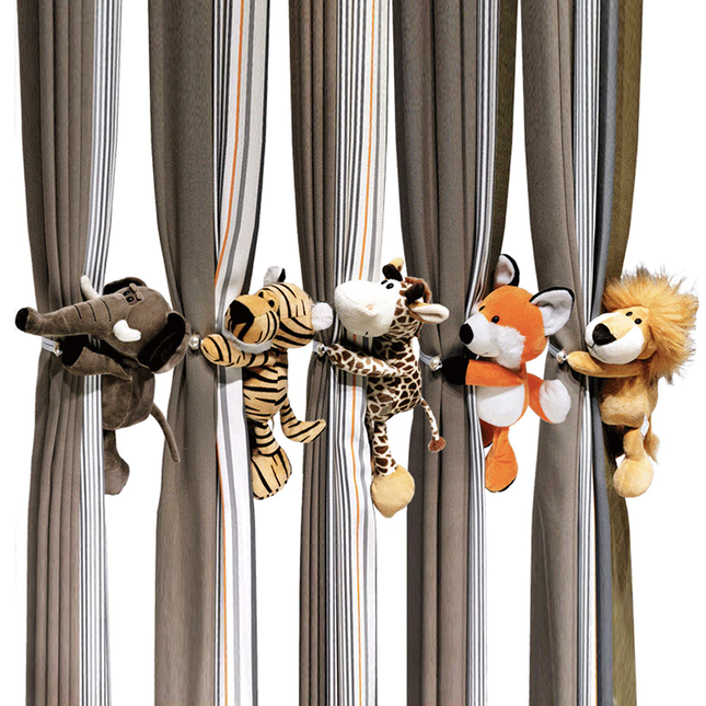 Cozy Critters | Plush Animal Curtain Tiebacks for Kids Room with Soft Fabric | Fun Decor for Imaginative Spaces 1