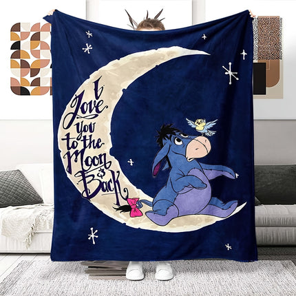 Cozy Fleece Blanket | Eeyore Design with Geometric Pattern | All-Season Comfort for Home and Travel 0