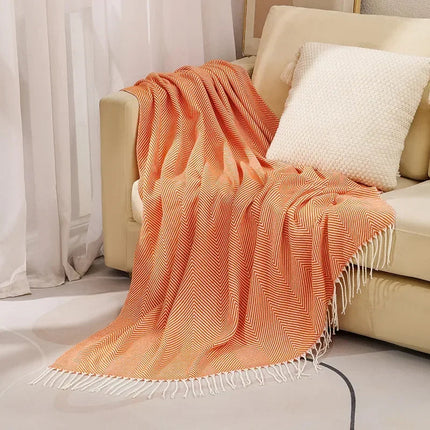 Cozy Home | Nordic Stripe Throw Blanket with Elegant Fringe Design | Soft Cotton for Year-Round Comfort 2