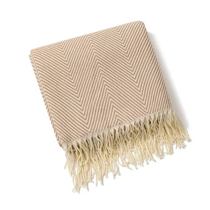 Cozy Home | Nordic Stripe Throw Blanket with Elegant Fringe Design | Soft Cotton for Year-Round Comfort 3