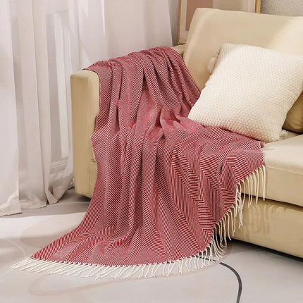 Cozy Home | Nordic Stripe Throw Blanket with Elegant Fringe Design | Soft Cotton for Year-Round Comfort 4