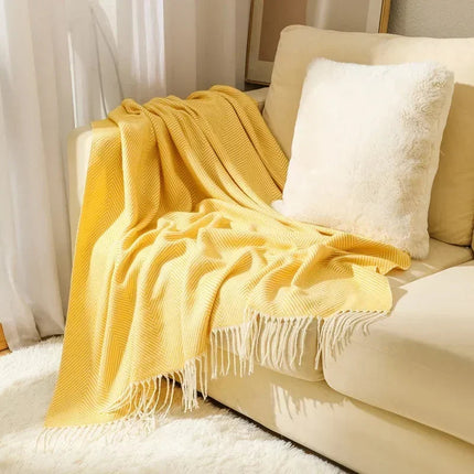 Cozy Home | Nordic Stripe Throw Blanket with Elegant Fringe Design | Soft Cotton for Year-Round Comfort 9