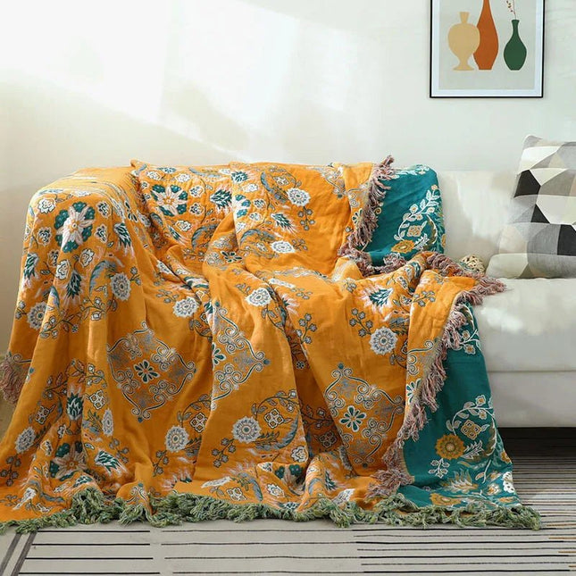 Cozy Luxe Cotton Blanket | Elegant Boho Jacquard Throw for Year-Round Comfort 0