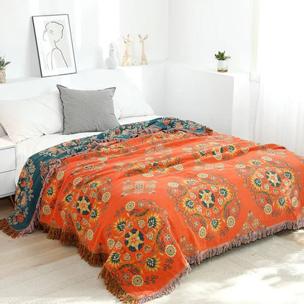 Cozy Luxe | Cotton Blanket with Elegant Boho Jacquard Design | Versatile Throw for Year-Round Comfort 1