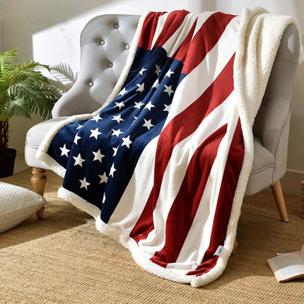 Cozy Patriotic Fleece Blanket with Ultra-Soft Faux Lambswool Back | Perfect for Indoor Comfort and Outdoor Adventures 1