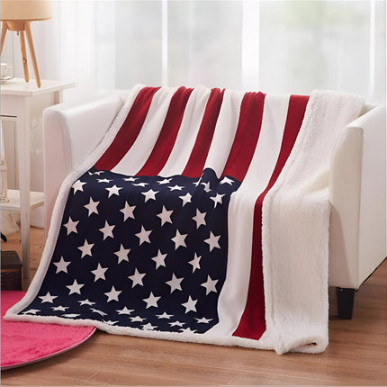 Cozy Patriotic Fleece Blanket with Ultra-Soft Faux Lambswool Back | Perfect for Indoor Comfort and Outdoor Adventures 2