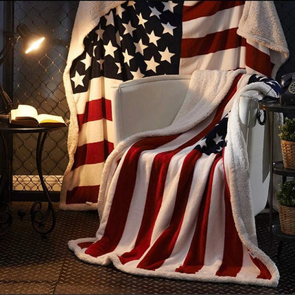 Cozy Patriotic Fleece Blanket with Ultra-Soft Faux Lambswool Back | Perfect for Indoor Comfort and Outdoor Adventures 3