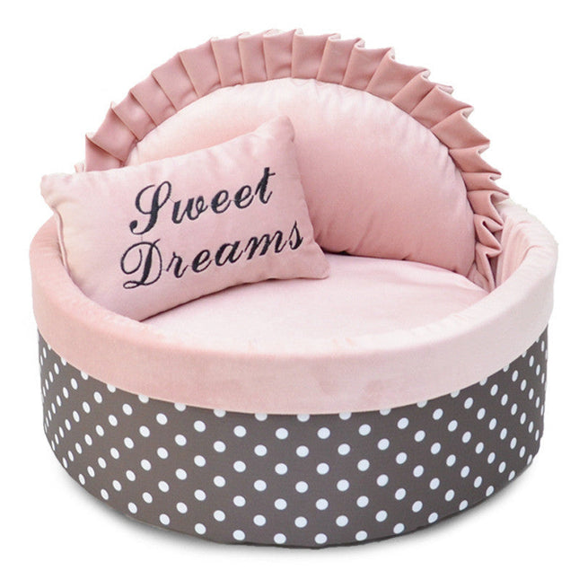 Cozy Pet Nest | Dog Bed & Cat Bed with Soft Sponge Filling | Stylish Polka Dot Design for Ultimate Comfort 0