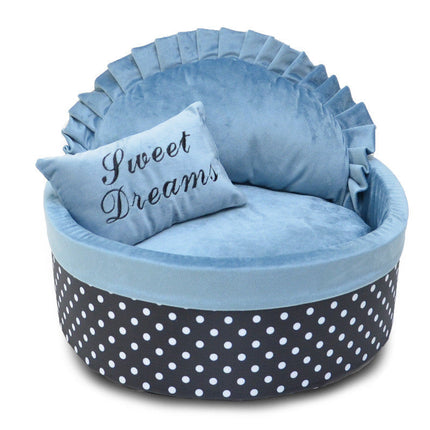 Cozy Pet Nest | Dog Bed & Cat Bed with Soft Sponge Filling | Stylish Polka Dot Design for Ultimate Comfort 2