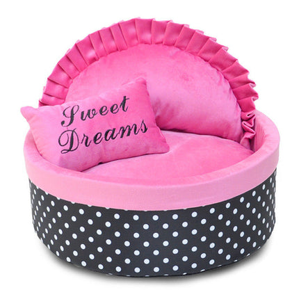 Cozy Pet Nest | Dog Bed & Cat Bed with Soft Sponge Filling | Stylish Polka Dot Design for Ultimate Comfort 3